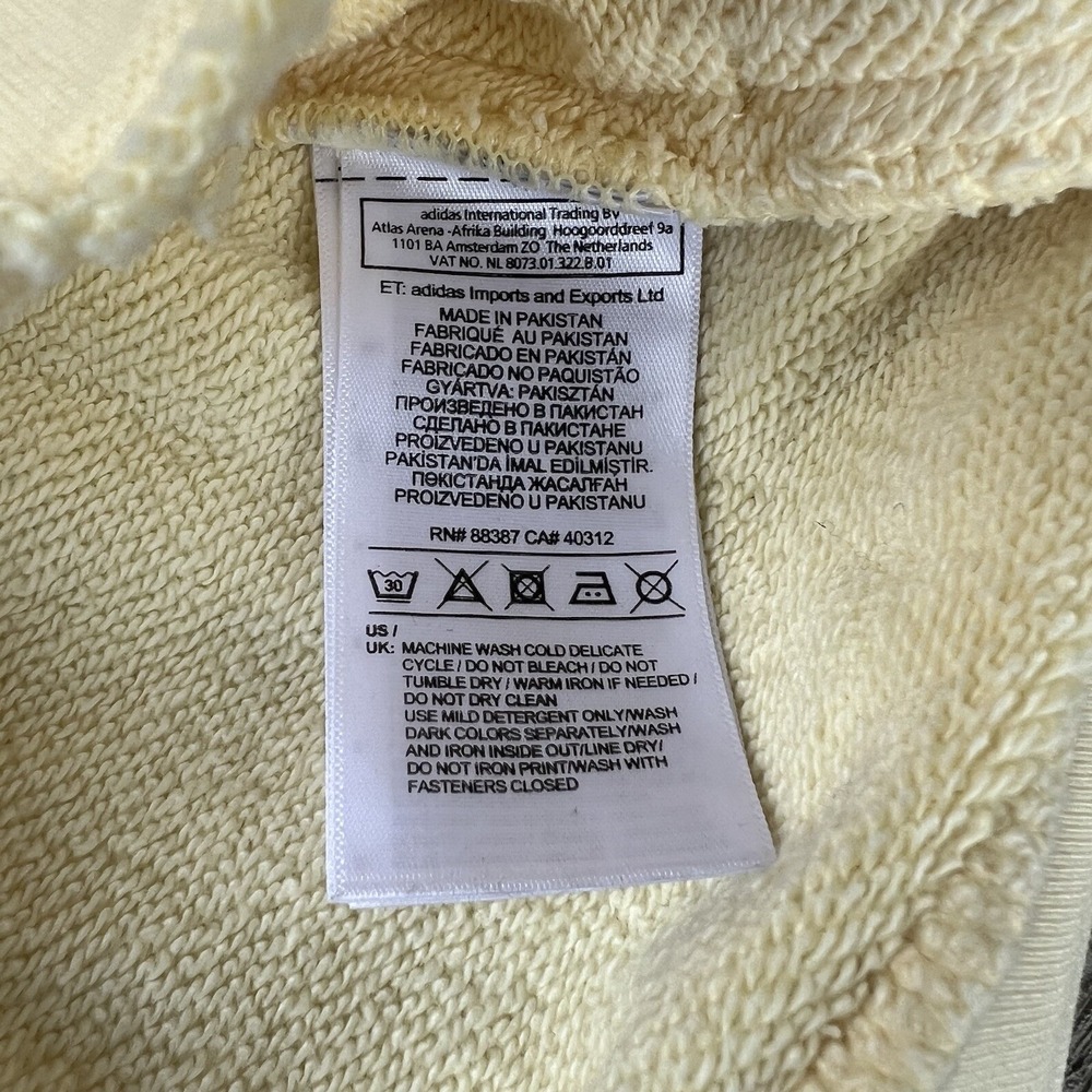 adidas originals men's trefoil pale yellow hoodie size L  b3 - Picture 5 of 7